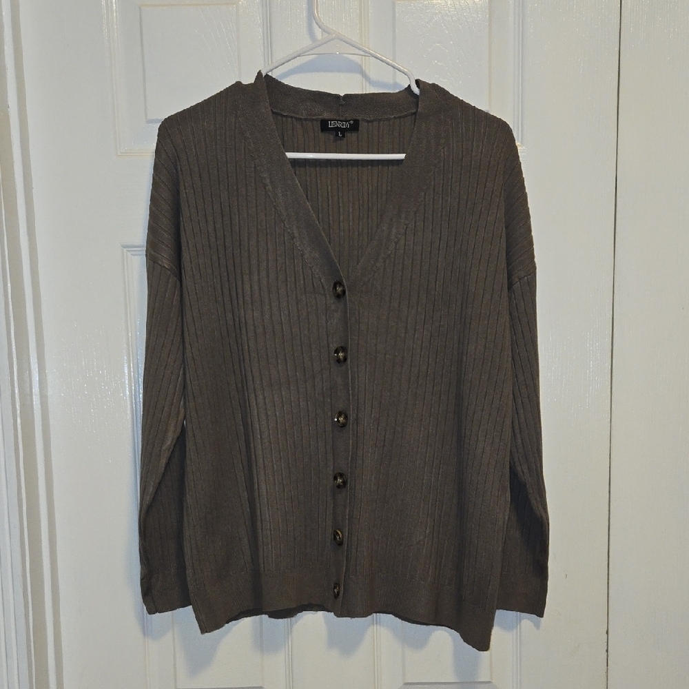 Brown Button-Up Women's Sweater